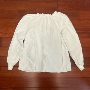 Sezane White Long-Sleeve Peasant Blouse